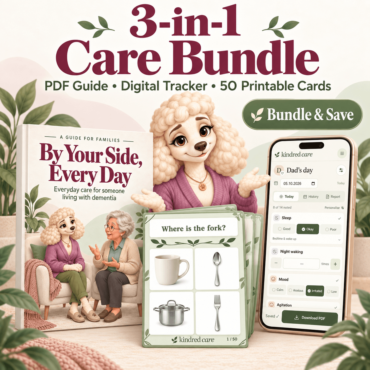 3-in-1 Care Bundle: PDF care guide, digital tracker and 50 printable cards